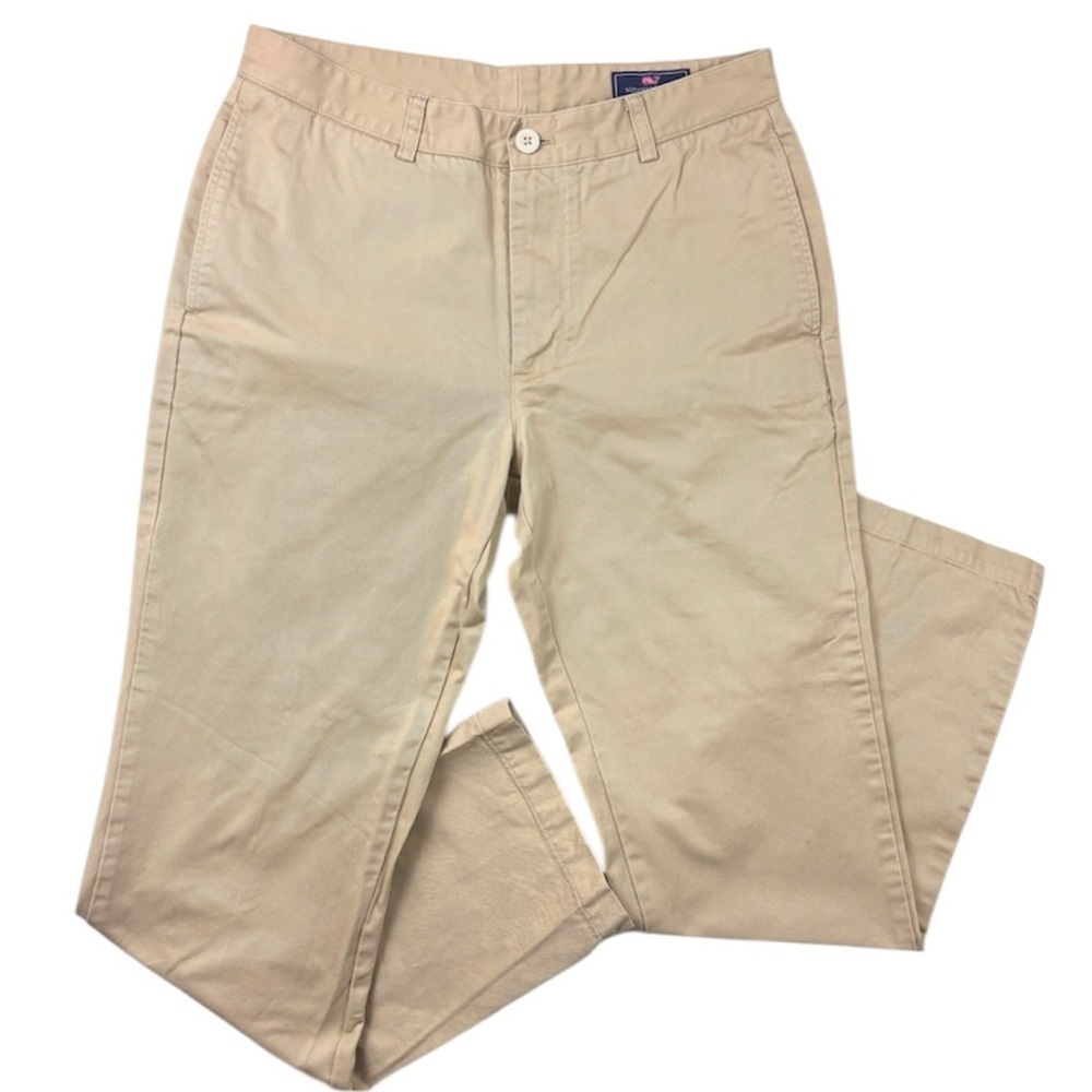 Vineyard Vines Men's Khaki Flat Front Cotton Chino Pants (32/32) - Picture 2 of 14